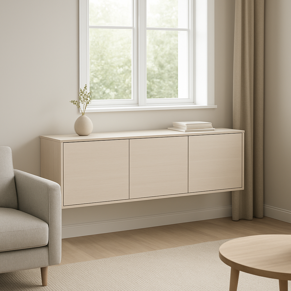 Bespoke fitted alcove storage cabinet in a London living room